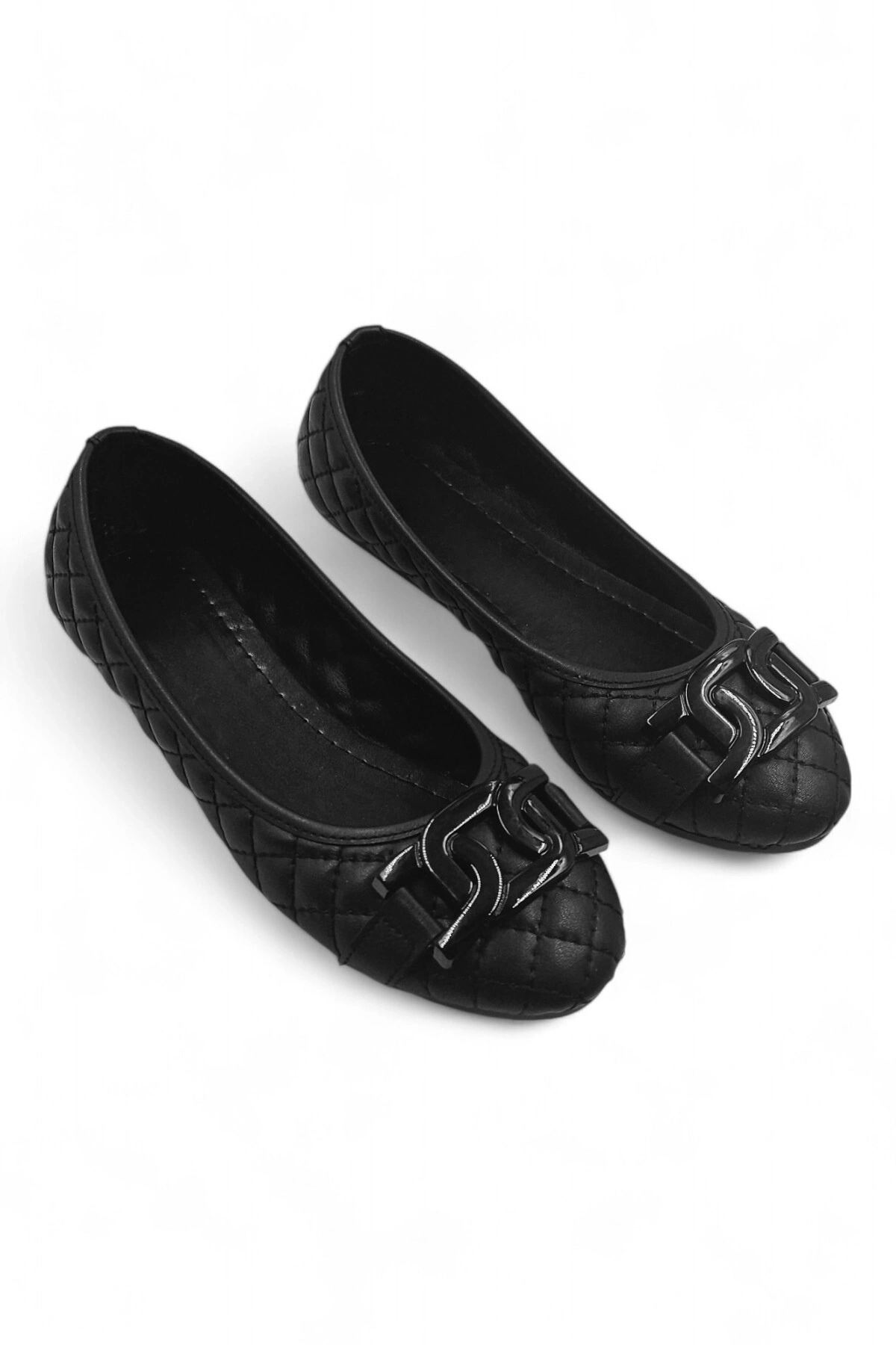 Luna Siyah Suni Deri Kadın Babet Ayakkabı