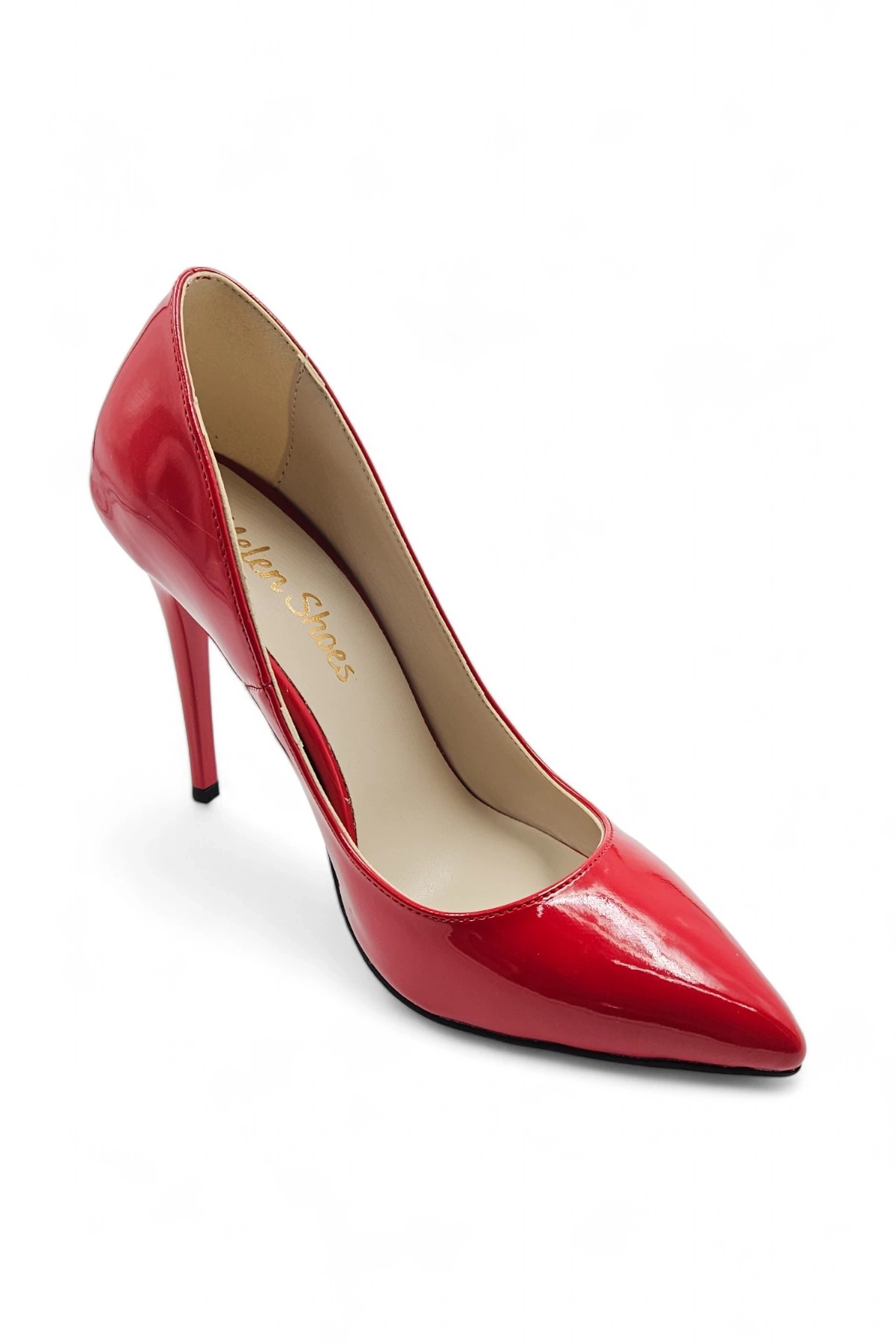 Luxuria Kırmızı Parlak Rahat Yüksek Stiletto 10 Cm Topuklu Ayakkabı