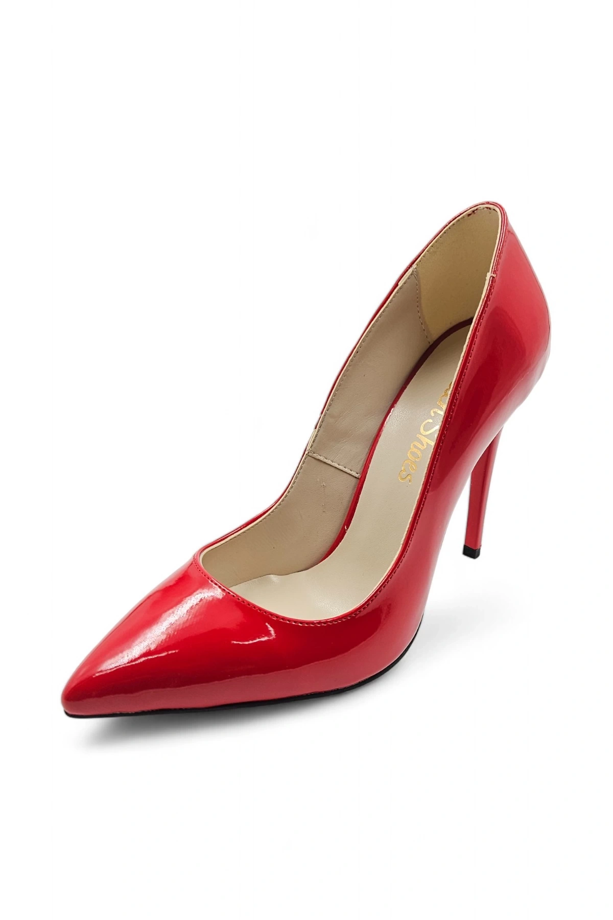 Luxuria Kırmızı Parlak Rahat Yüksek Stiletto 10 Cm Topuklu Ayakkabı