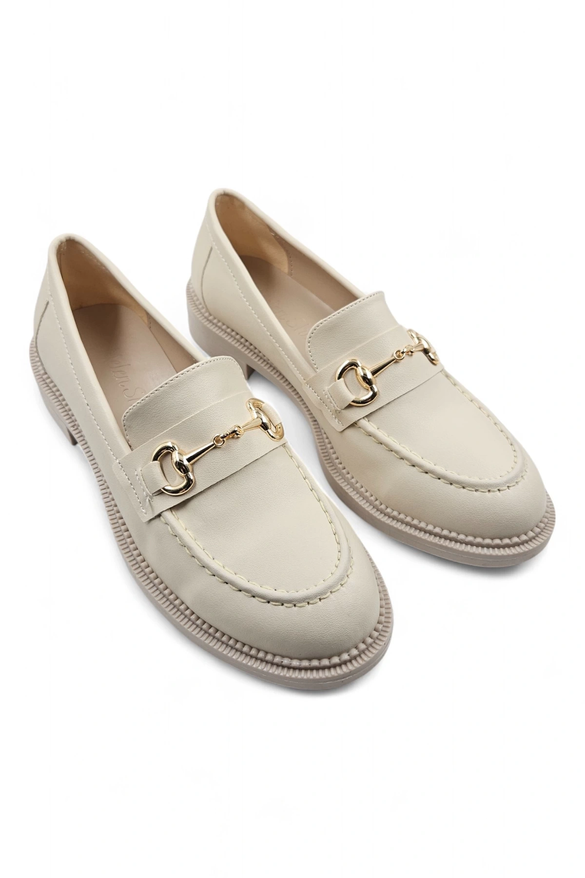 Mirth Bej Loafer Toka Detaylı Mat Makosen Kadın Loafer Ayakkabı