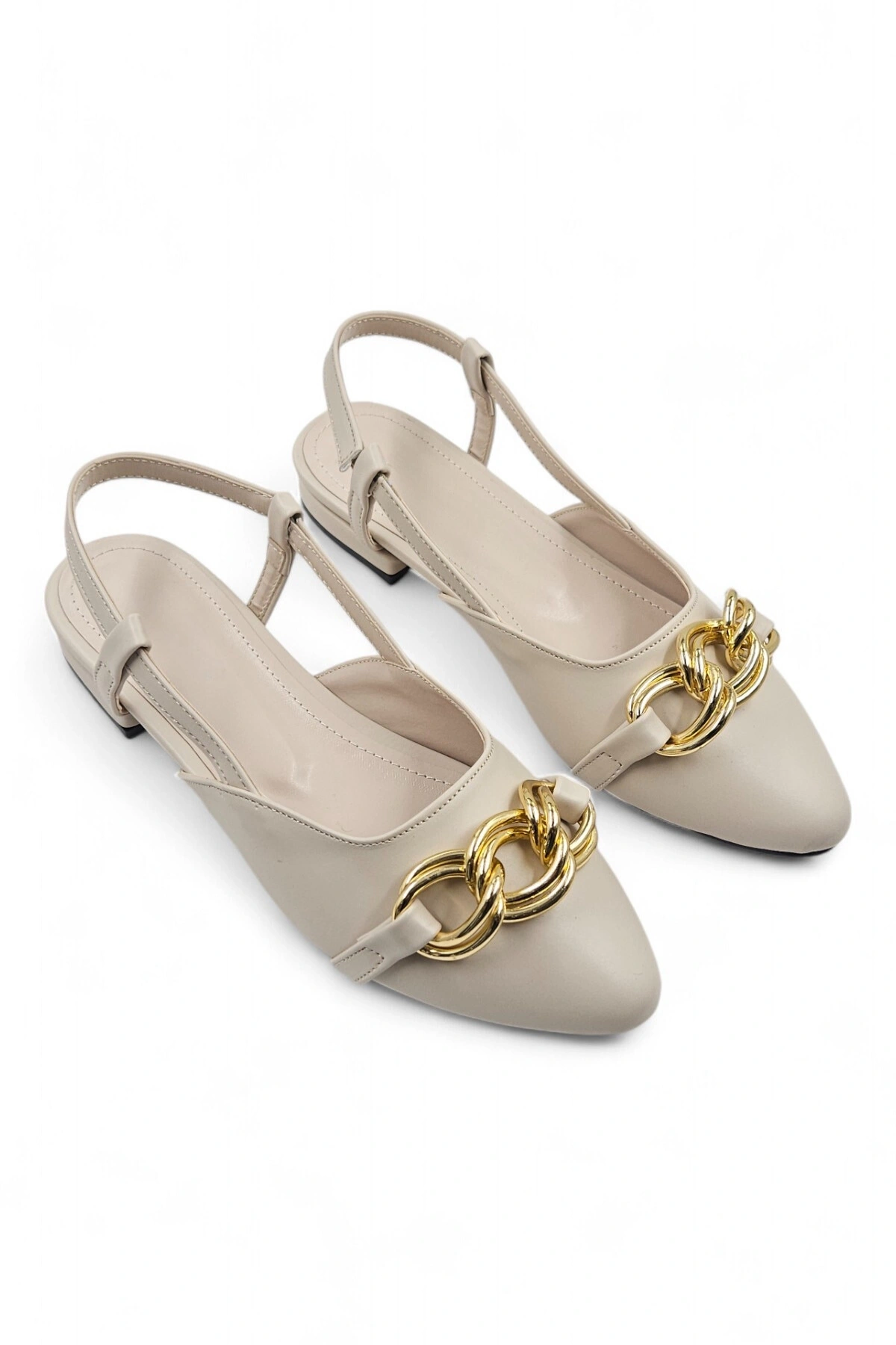 Nova Bej Toka Detaylı Arkası Açık Babet Ayakkabı