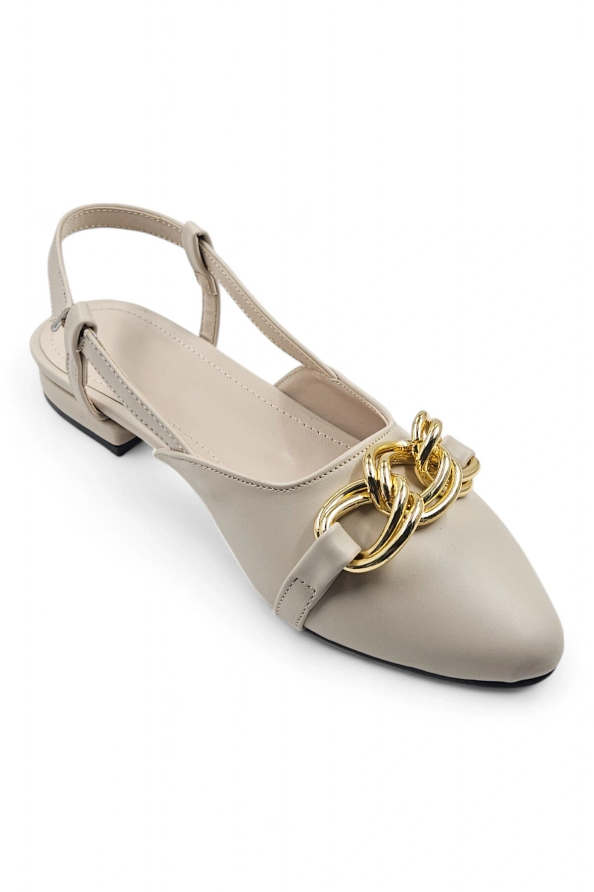 Nova Bej Toka Detaylı Arkası Açık Babet Ayakkabı