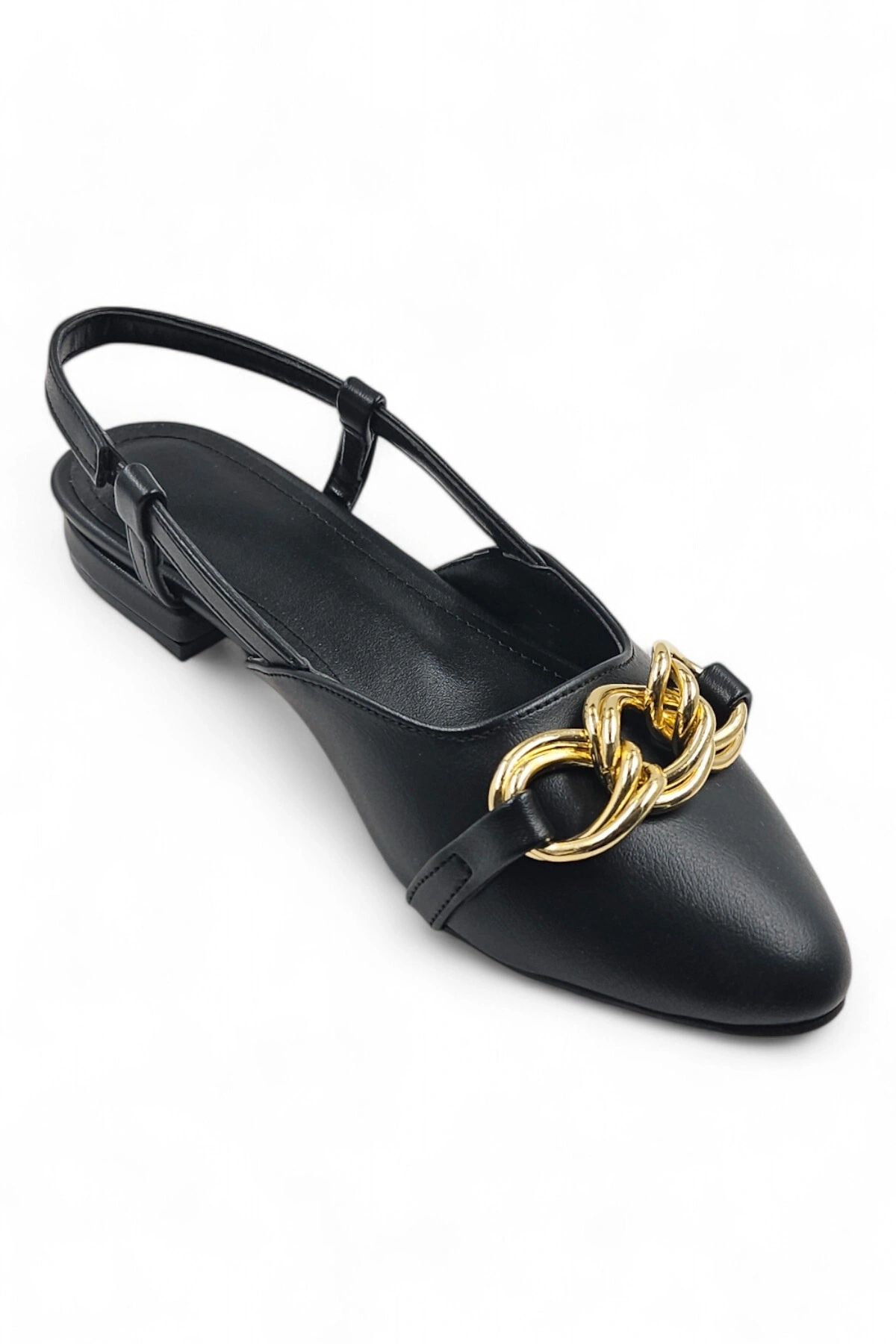 Nova Siyah Toka Detay Arkası Açık Siyah Babet Ayakkabı