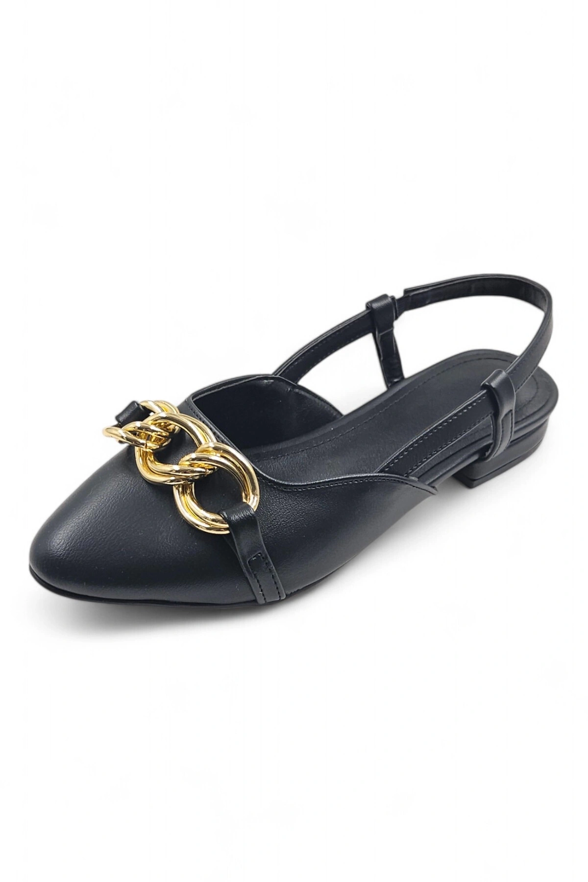 Nova Siyah Toka Detay Arkası Açık Siyah Babet Ayakkabı