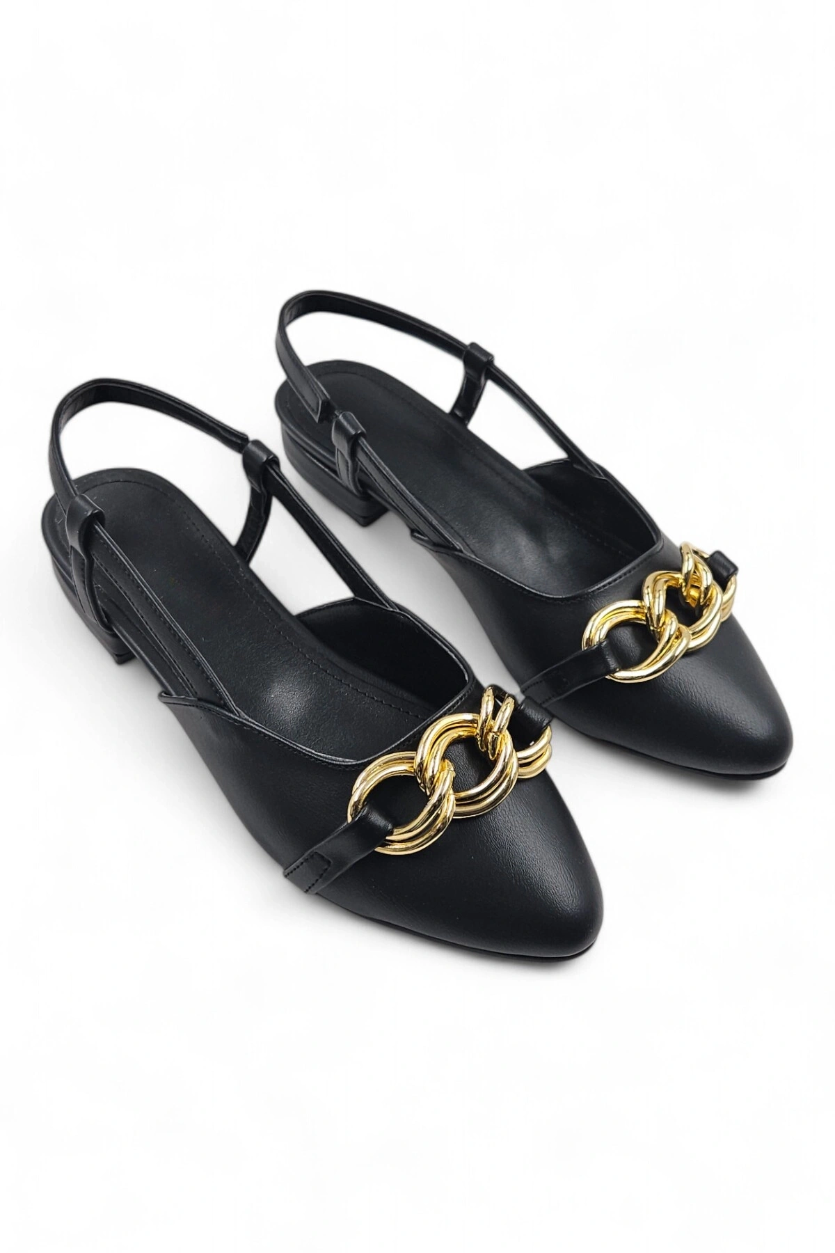 Nova Siyah Toka Detay Arkası Açık Siyah Babet Ayakkabı
