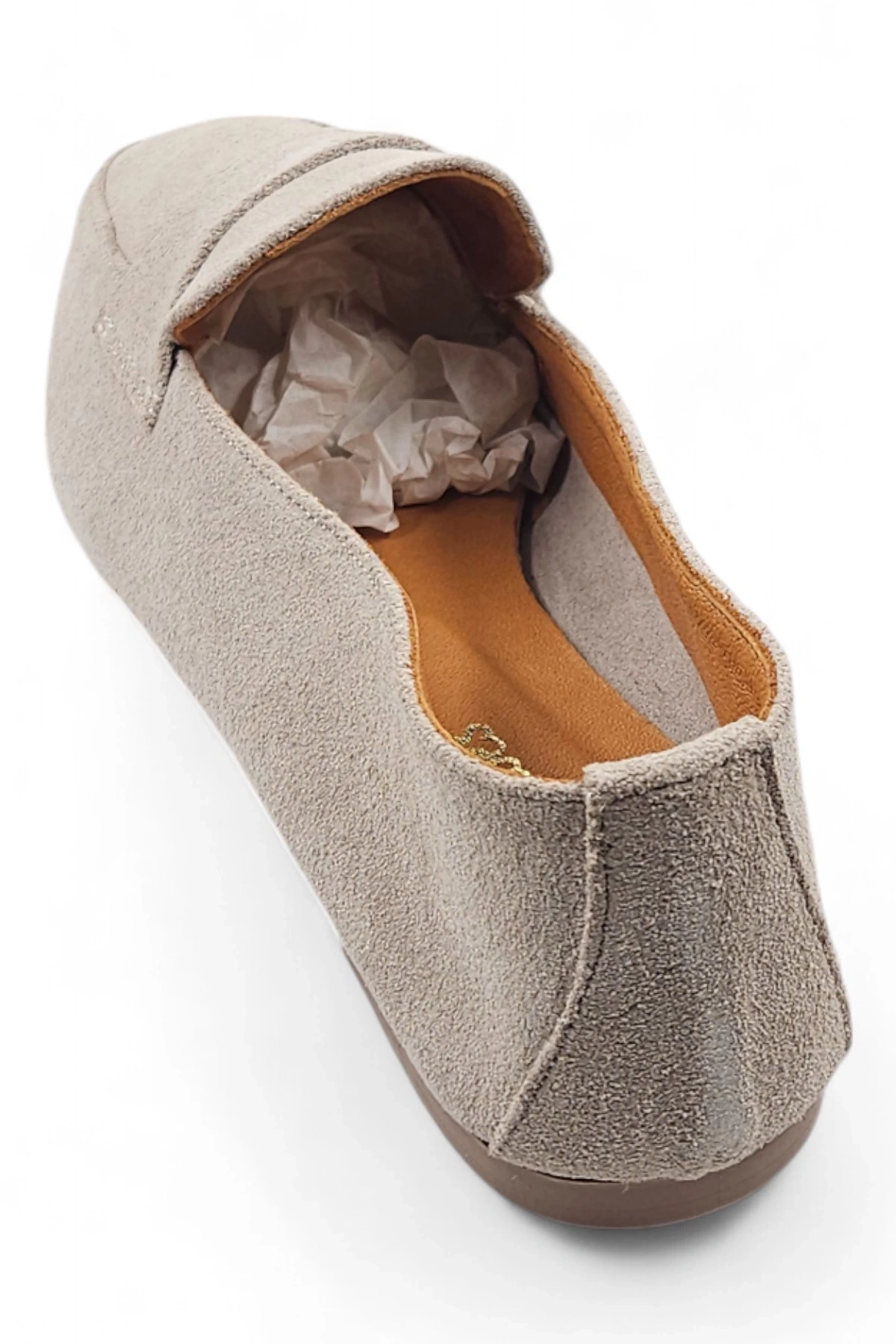 Ophelia Bej Hakiki Deri Kadın Süet Babet Ayakkabı