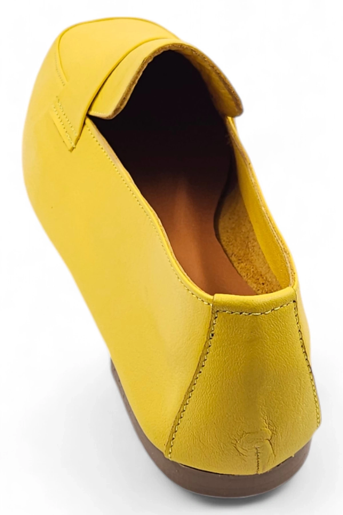 Ophelia Sarı Hakiki Deri Kadın Babet Ayakkabı