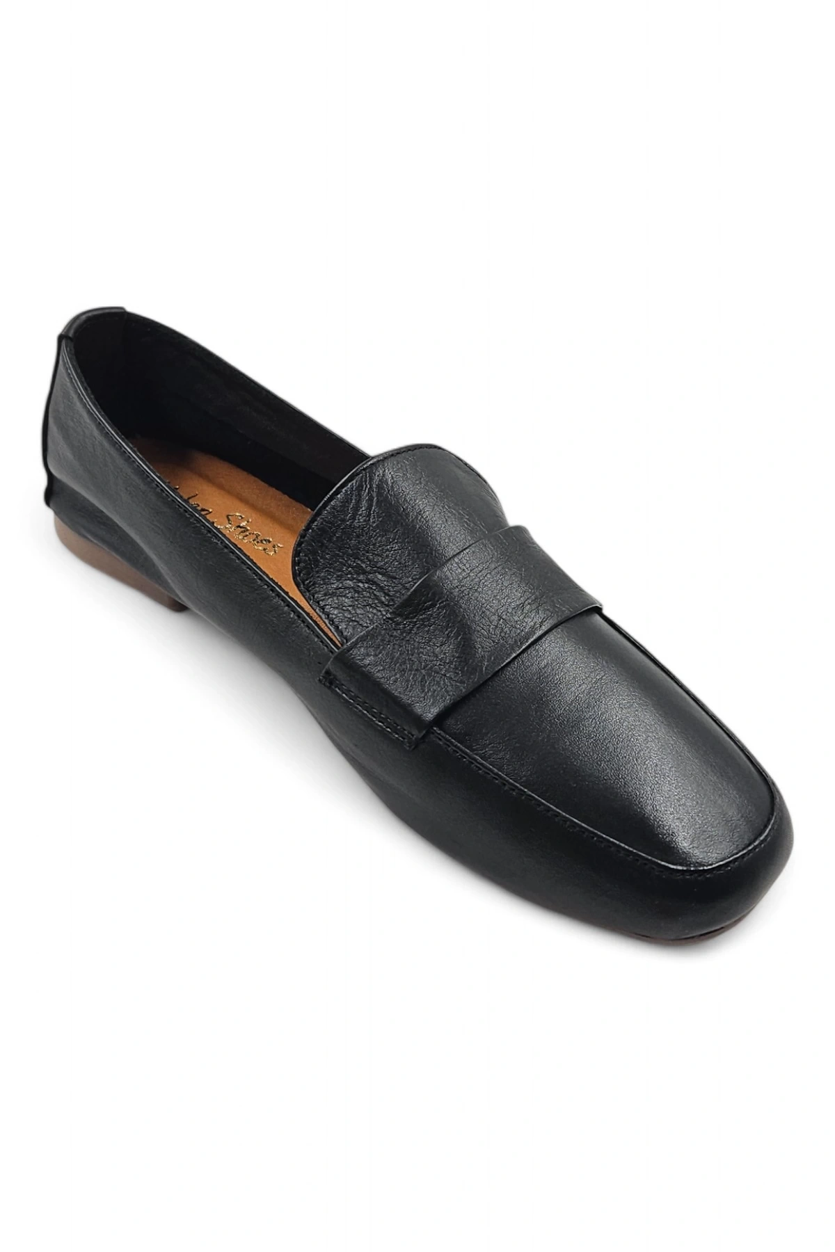 Ophelia Siyah Hakiki Deri Kadın Babet Ayakkabı