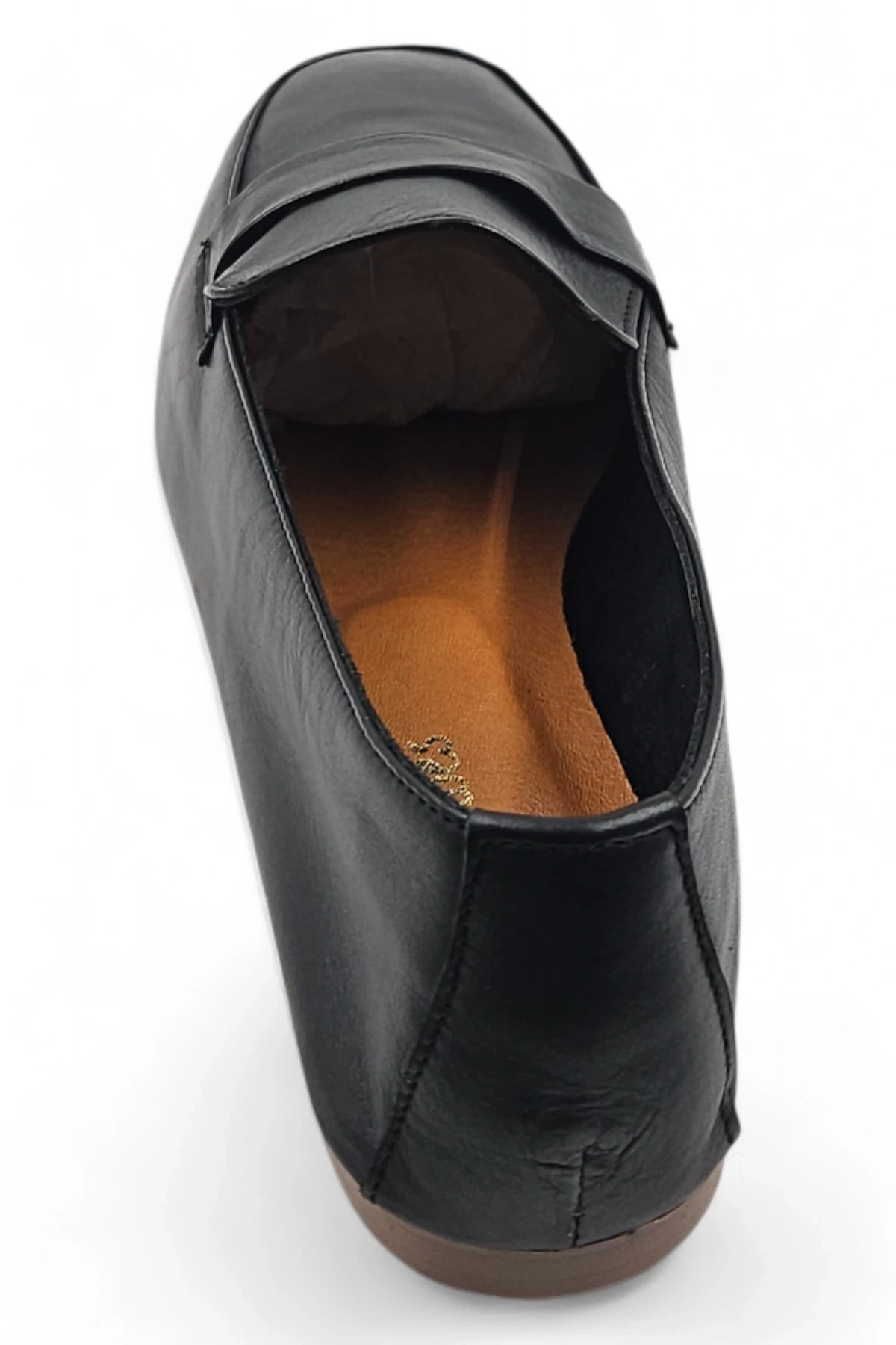 Ophelia Siyah Hakiki Deri Kadın Babet Ayakkabı