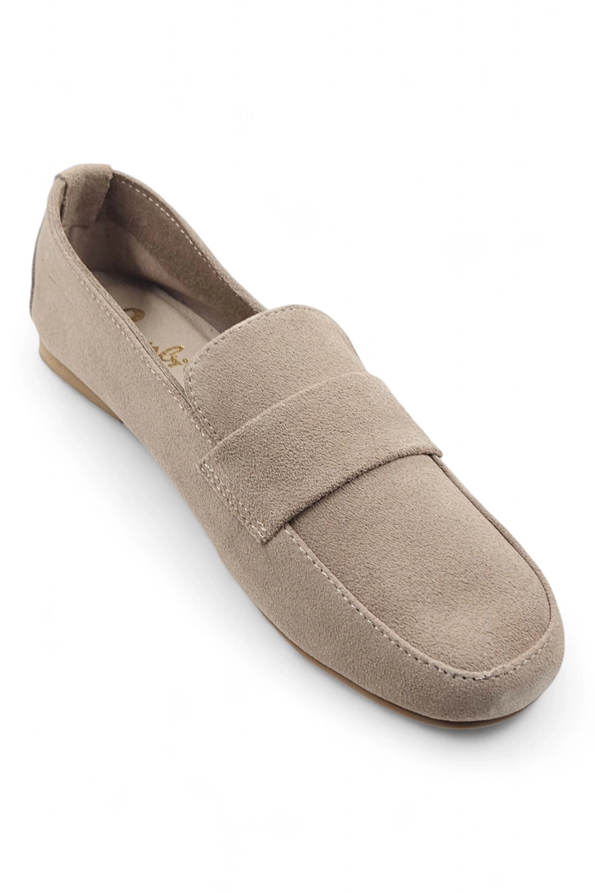 Ophelia Vizon Hakiki Deri Kadın Süet Babet Ayakkabı