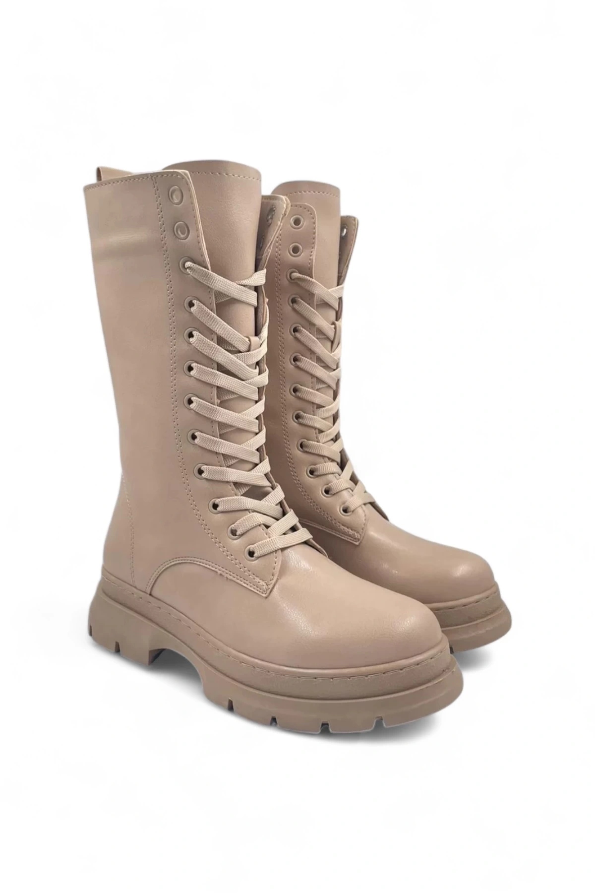 Panache Suni Bej Kadın Bağcıklı ve Fermuarlı Çizme