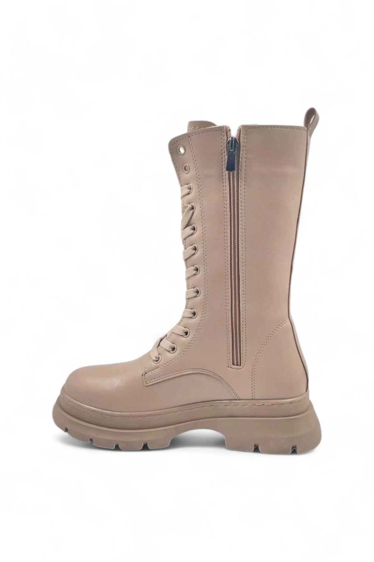 Panache Suni Bej Kadın Bağcıklı ve Fermuarlı Çizme