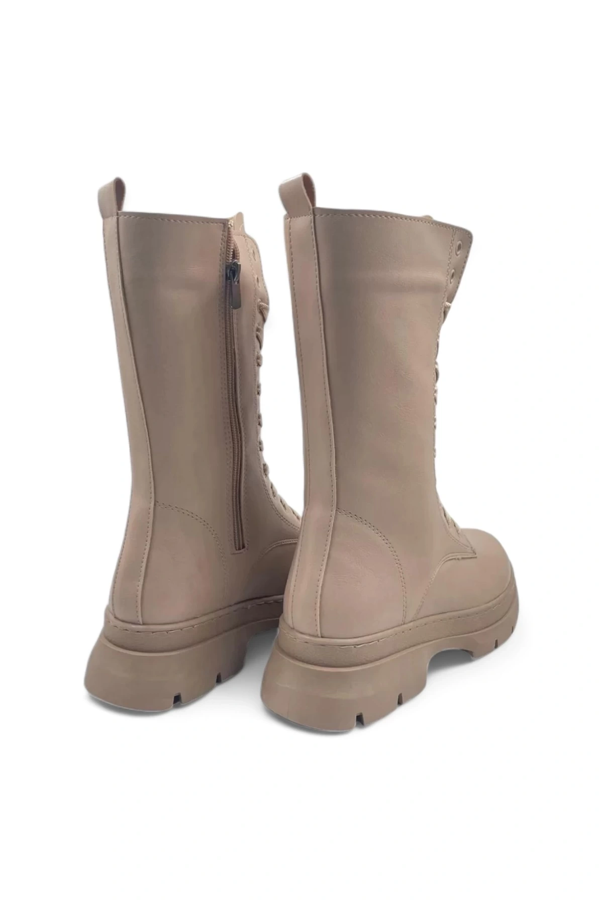 Panache Suni Bej Kadın Bağcıklı ve Fermuarlı Çizme