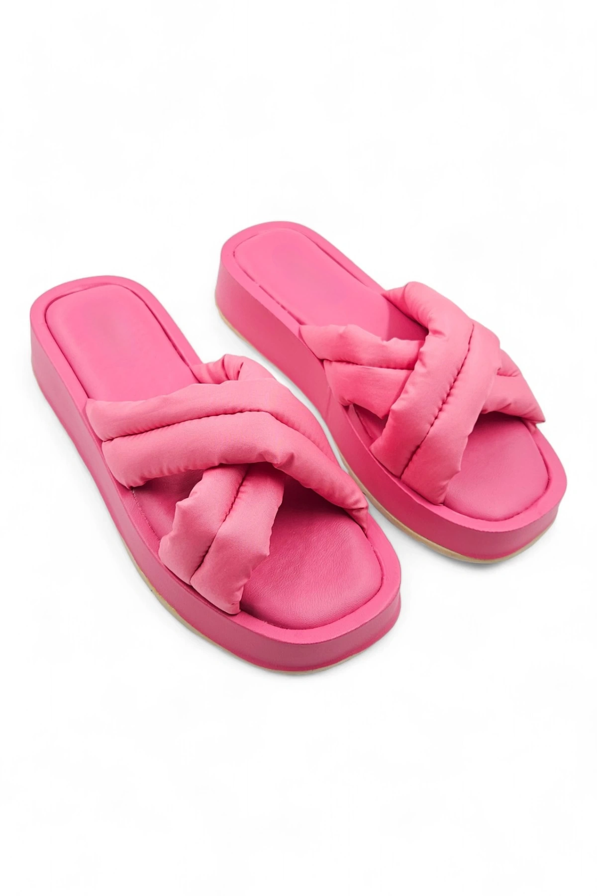 Pathway Fuşya Kabarık Detaylı Kalın Tabanlı Platform Terlik