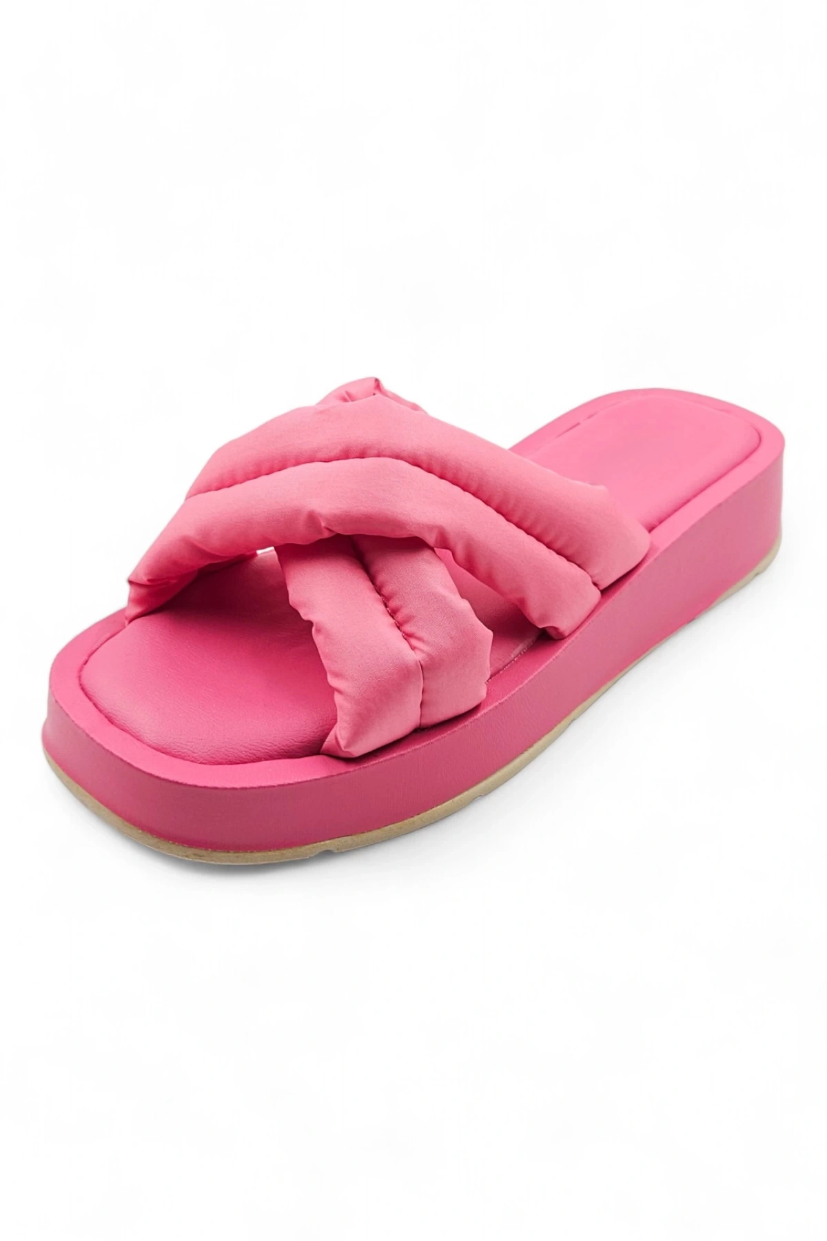Pathway Fuşya Kabarık Detaylı Kalın Tabanlı Platform Terlik