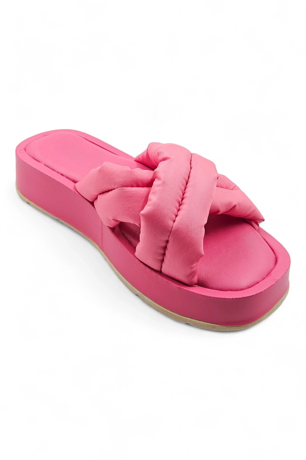 Pathway Fuşya Kabarık Detaylı Kalın Tabanlı Platform Terlik