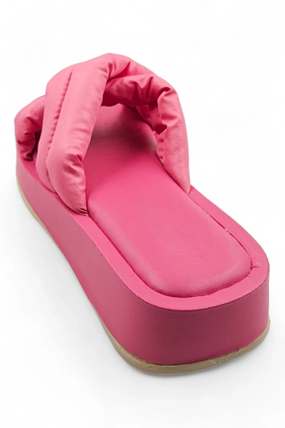 Pathway Fuşya Kabarık Detaylı Kalın Tabanlı Platform Terlik