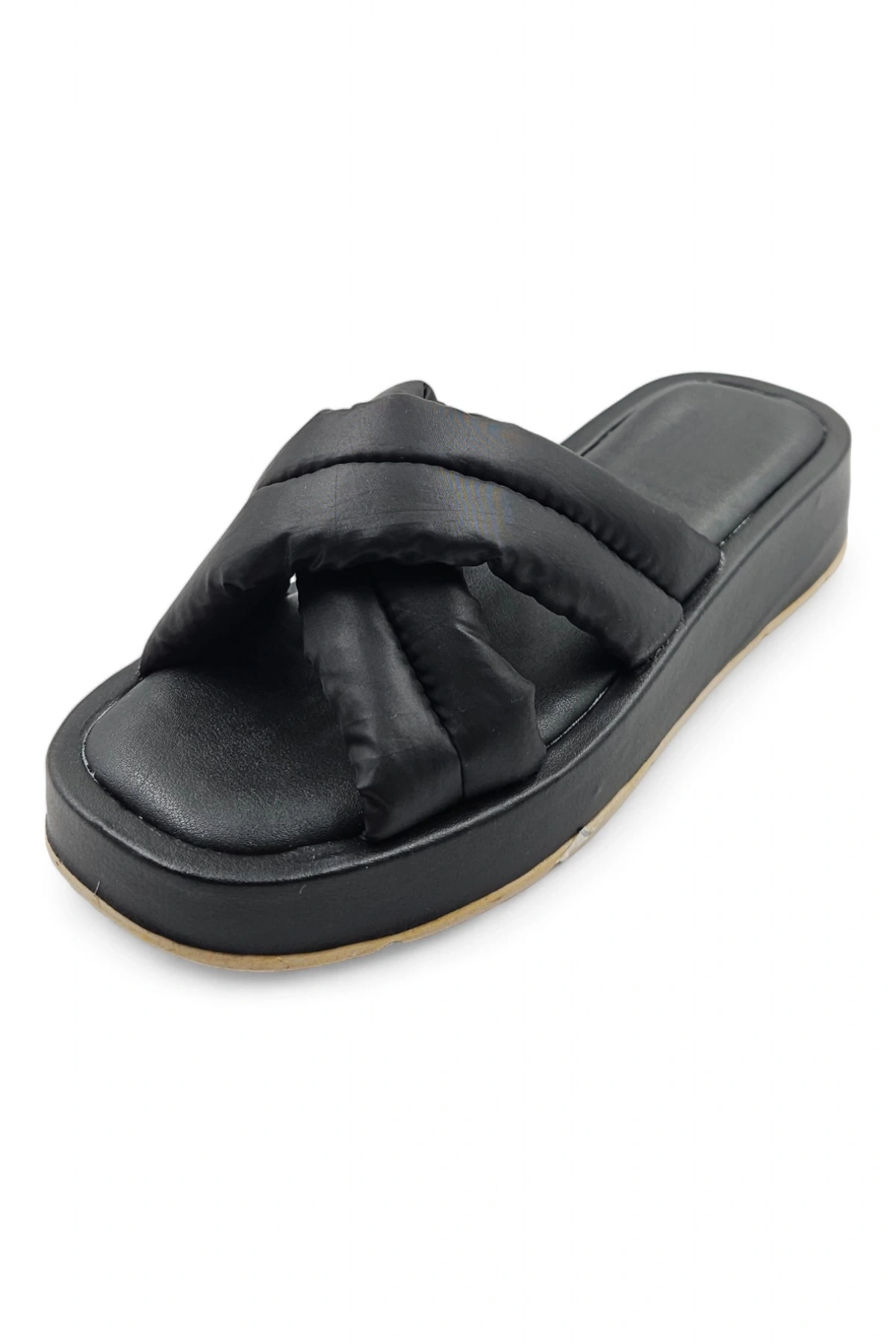 Pathway Siyah Kabarık Detaylı Kalın Tabanlı Platform Terlik