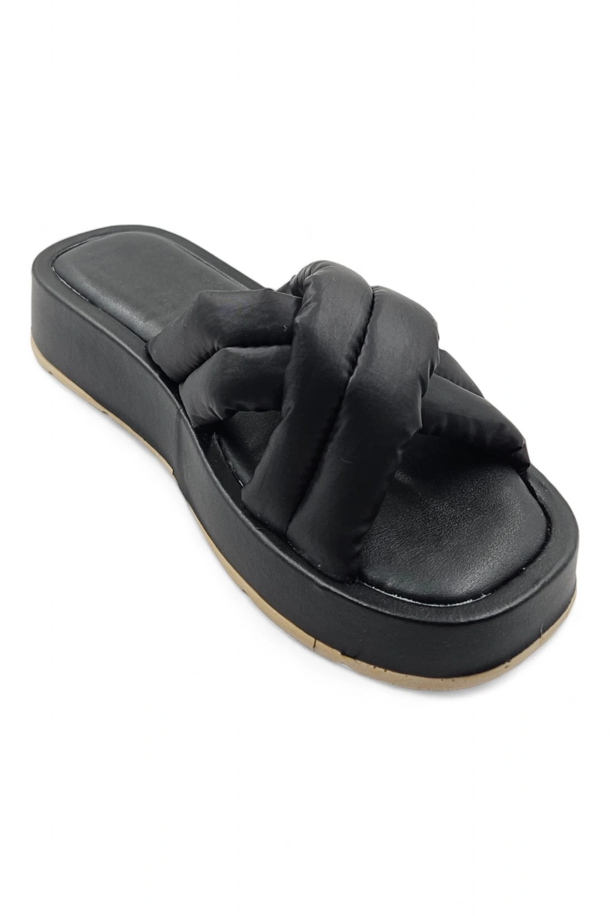 Pathway Siyah Kabarık Detaylı Kalın Tabanlı Platform Terlik