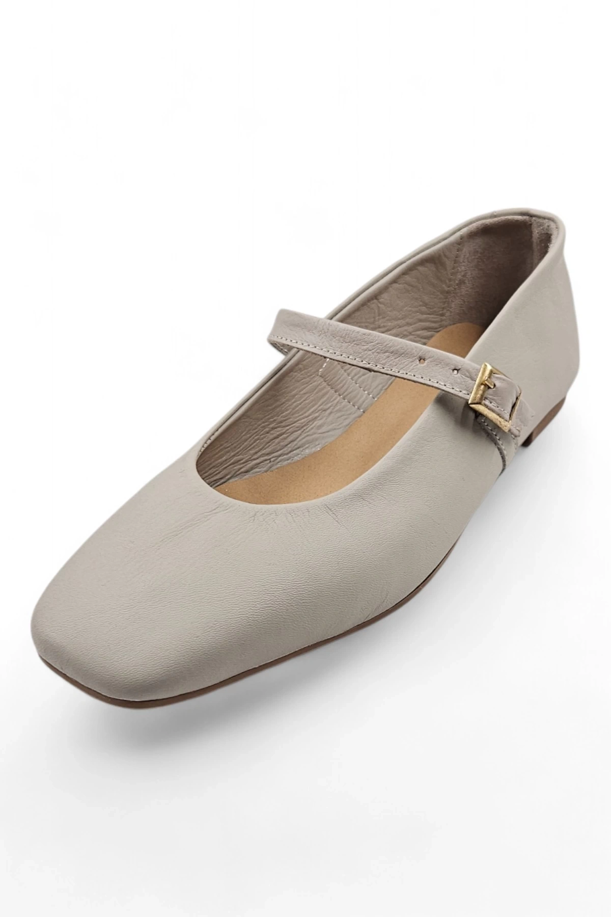 Rive Vizon Hakiki Deri Tek Tokalı Kadın Babet Ayakkabı BOL KALIPTIR