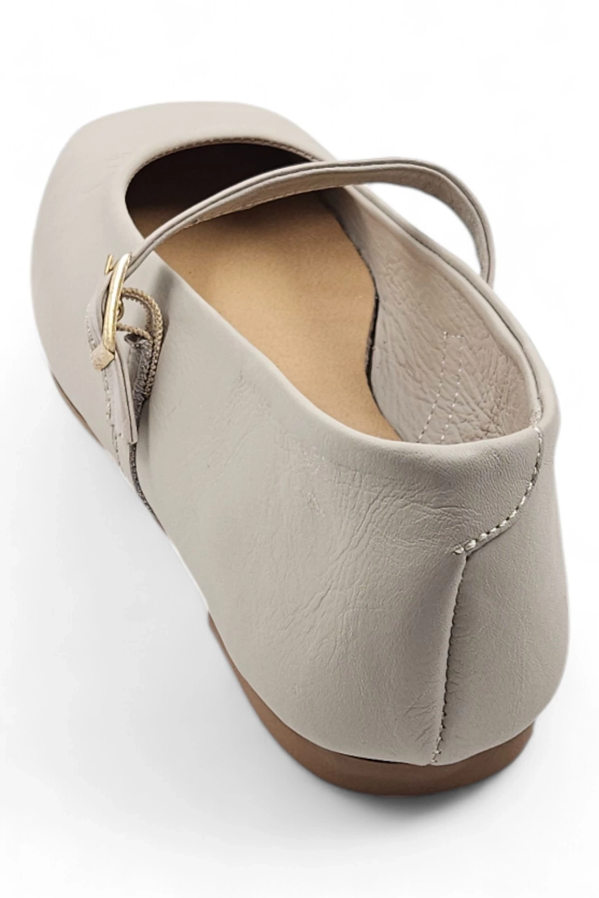 Rive Vizon Hakiki Deri Tek Tokalı Kadın Babet Ayakkabı BOL KALIPTIR