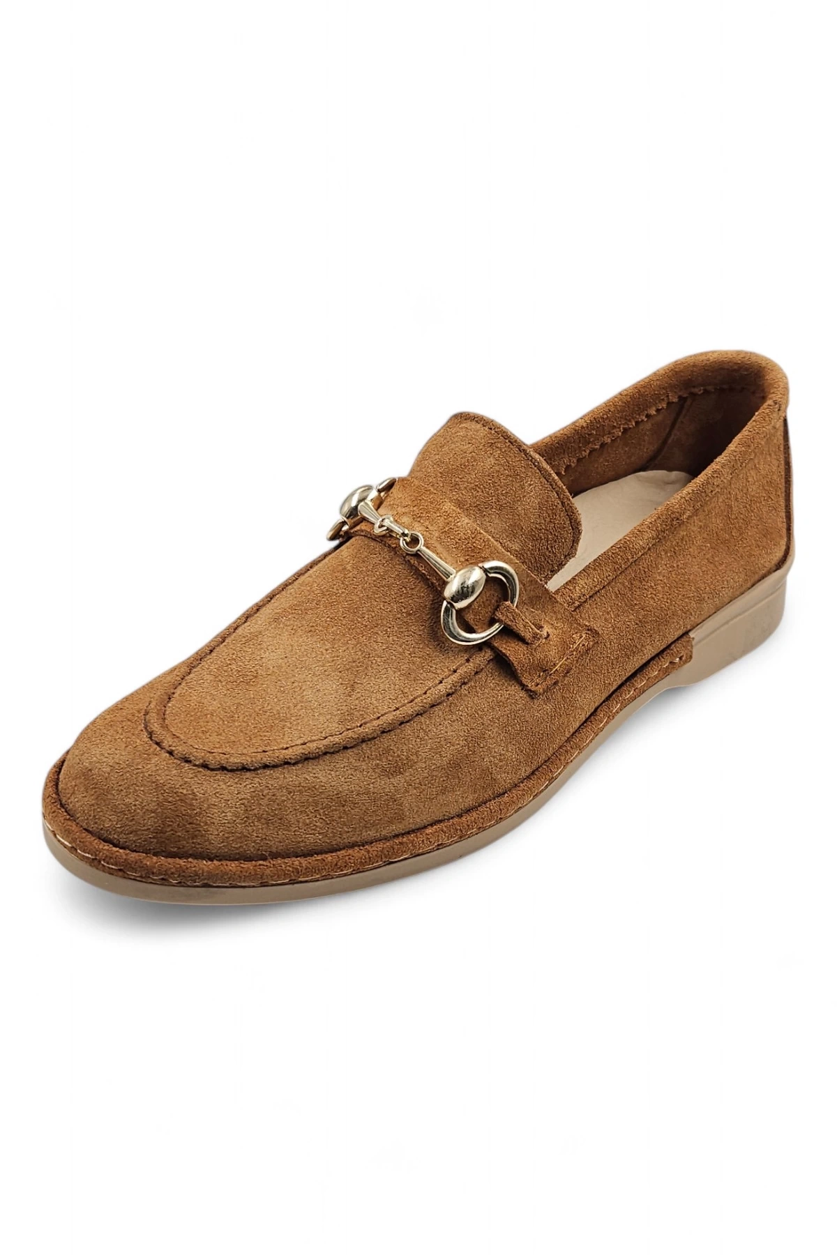 Scarpe Taba Hakiki Deri Süet Kadın Loafer Babet Ayakkabı