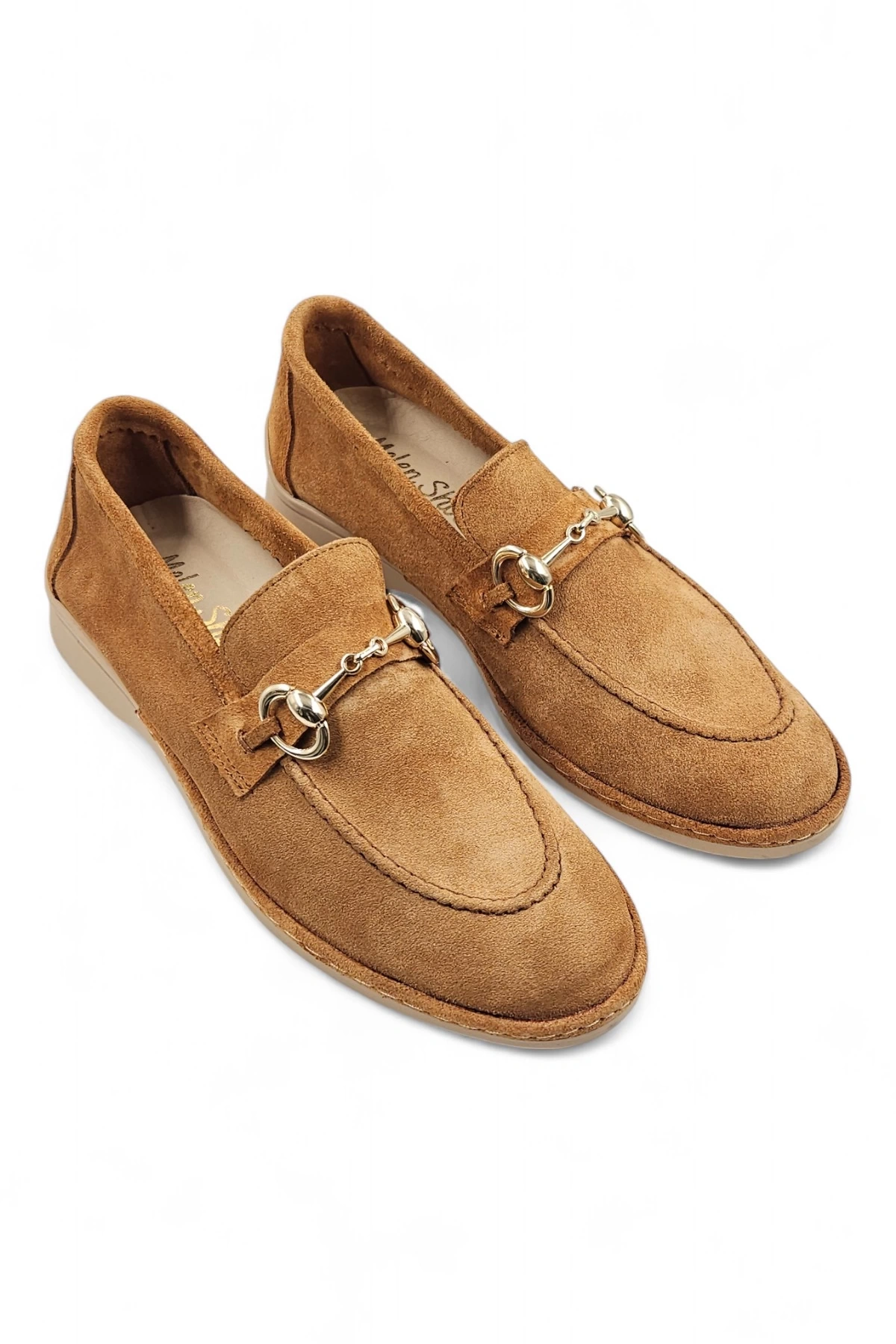 Scarpe Taba Hakiki Deri Süet Kadın Loafer Babet Ayakkabı