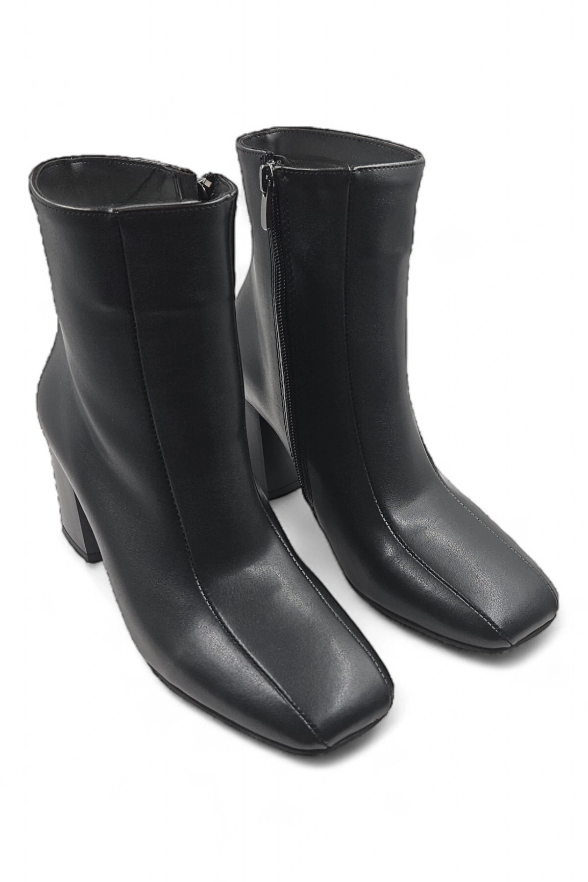 Shade Siyah Küt Burunlu Topuklu Fermuarlı Kadın Bot