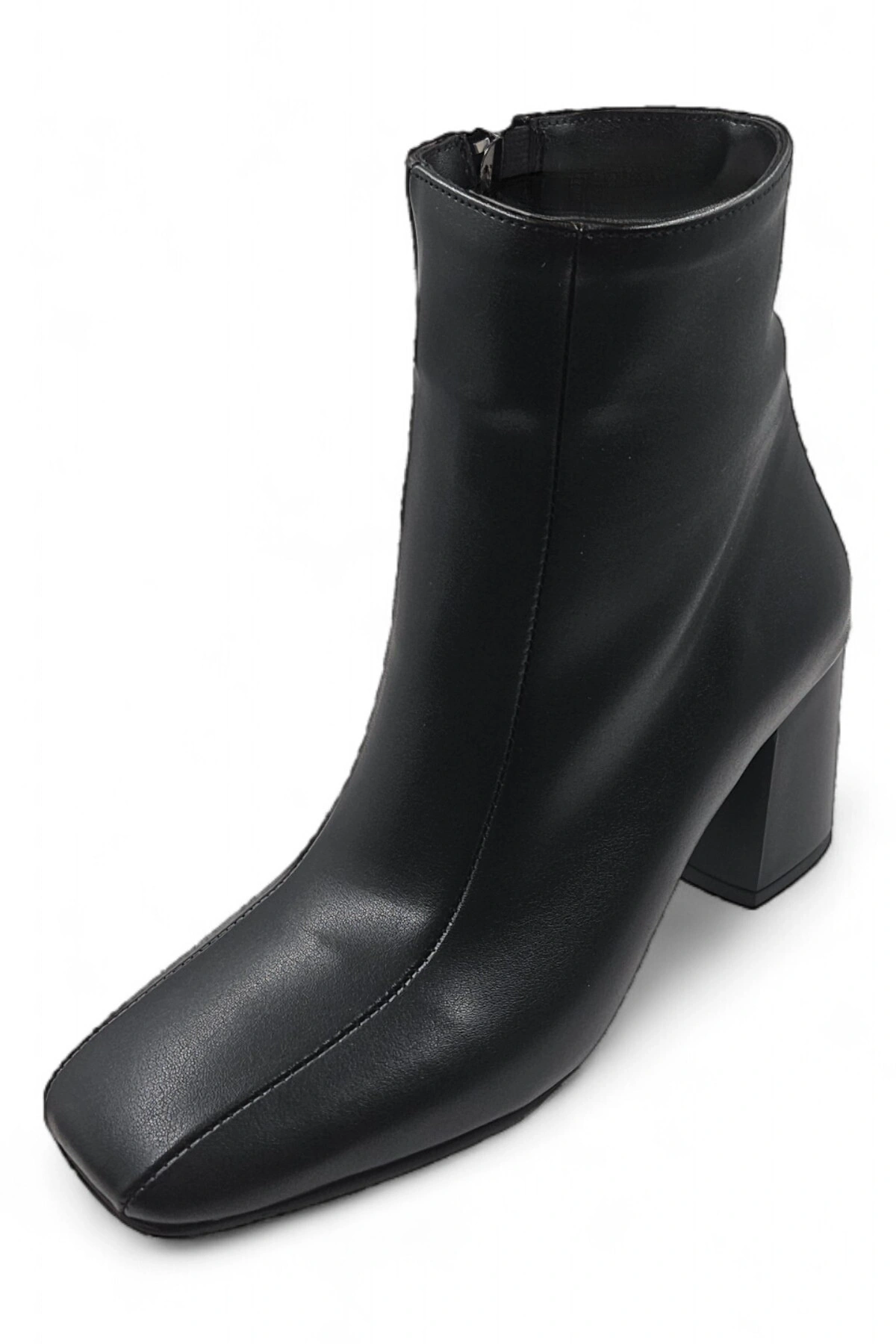 Shade Siyah Küt Burunlu Topuklu Fermuarlı Kadın Bot