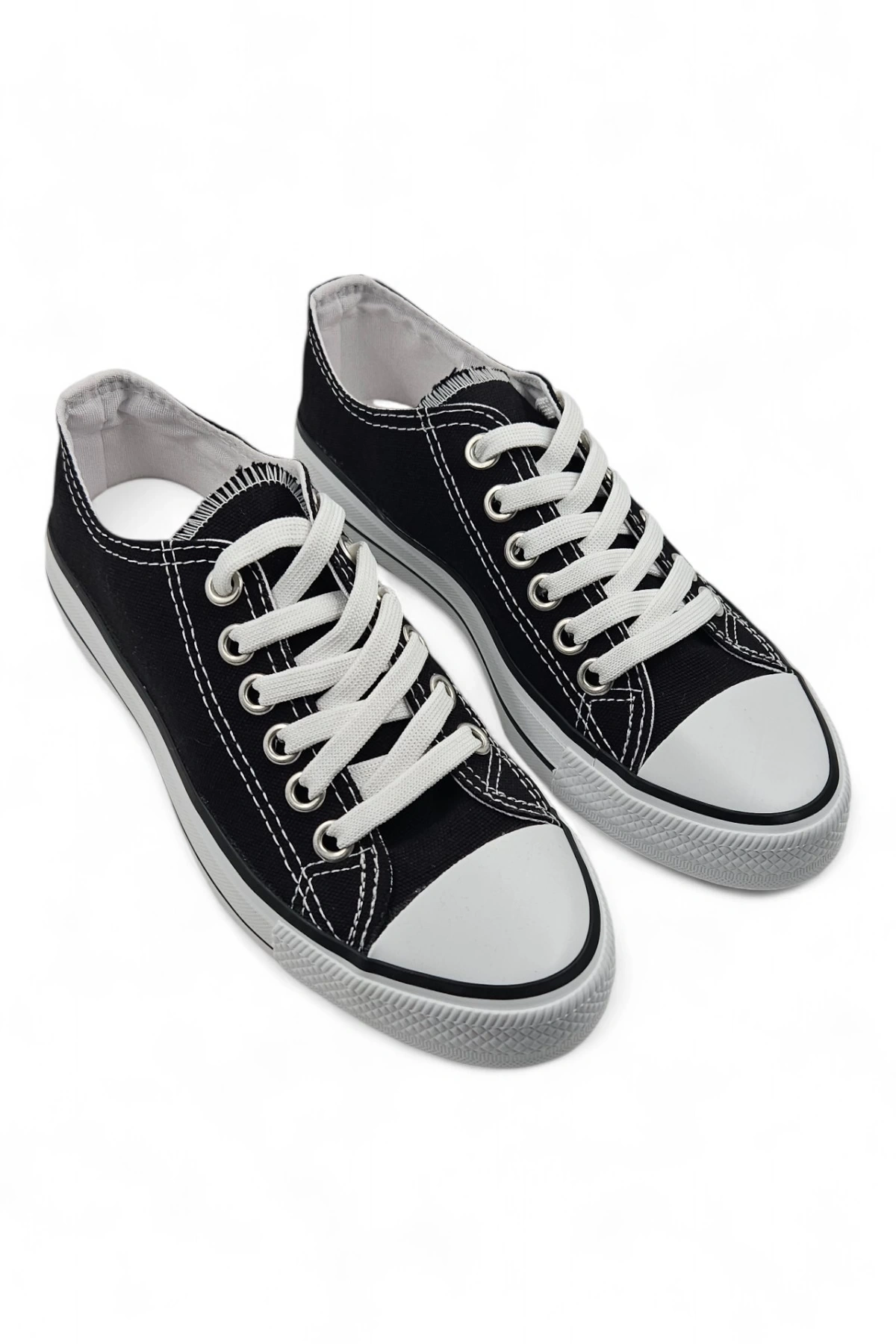 SkyHike Siyah Kısa Rahat Keten Sneaker Spor Ayakkabı