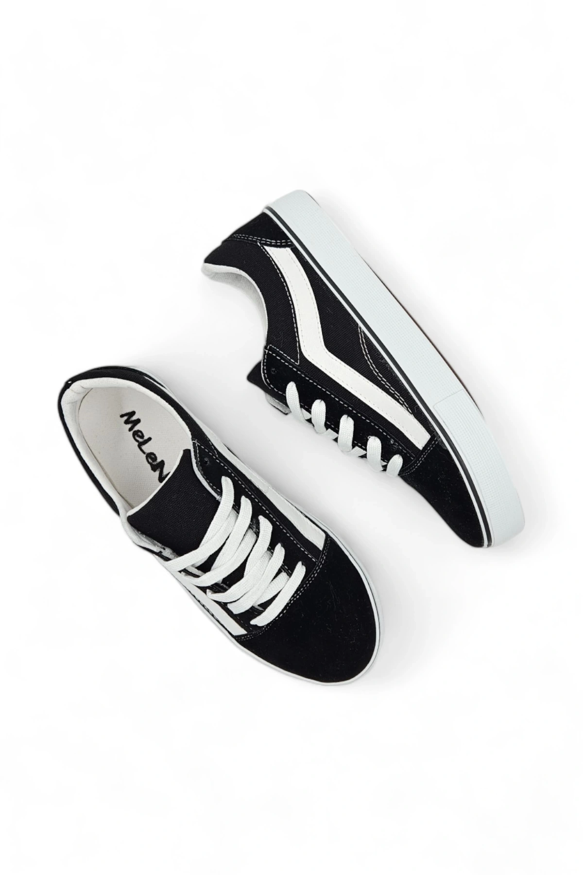 SkyOne Siyah Old School Rahat Bağcıklı Günlük Sneaker Spor Ayakkabı