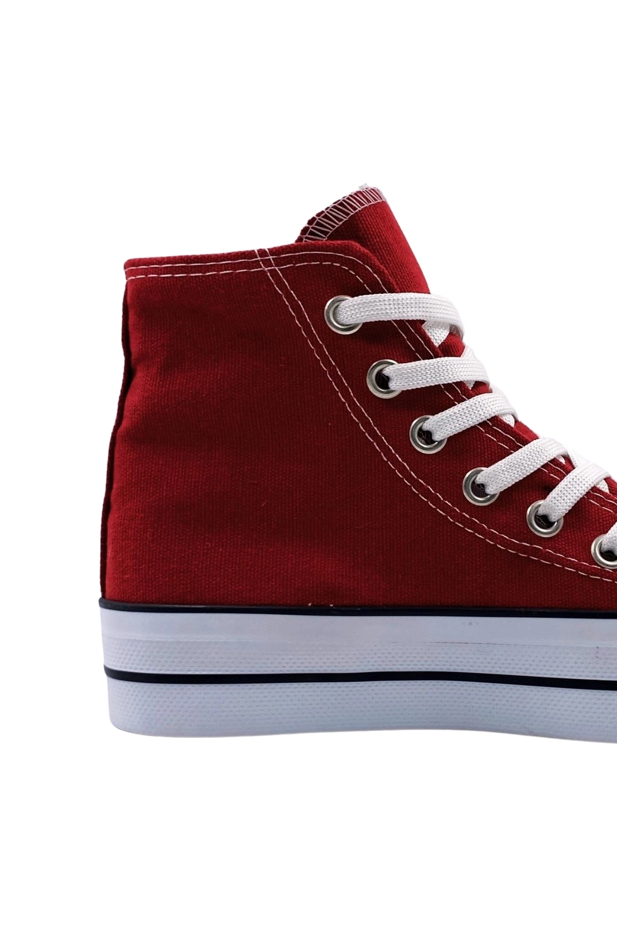 SkyStride Bordo Kalın Tabanlı Boğazlı Keten Kadın Sneaker Spor Ayakkabı