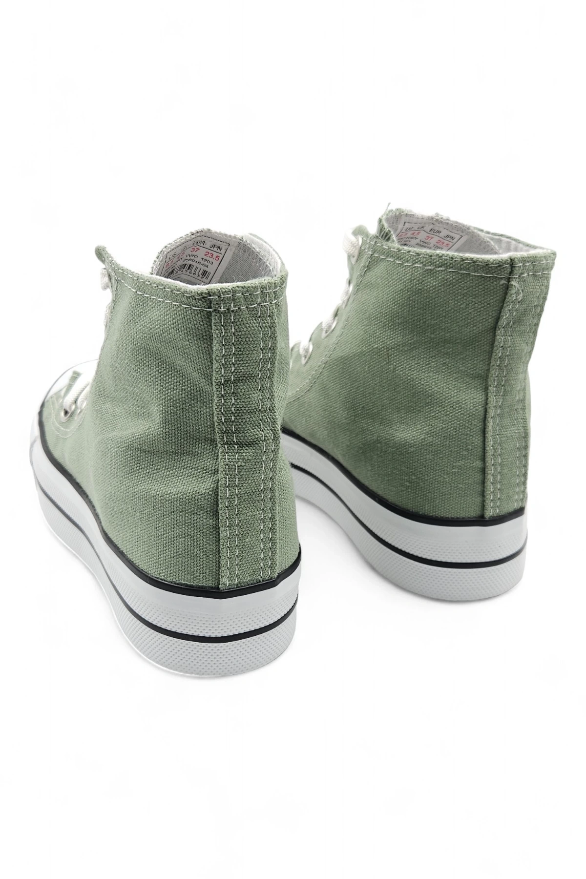 SkyStride Yeşil Kalın Tabanlı Boğazlı Keten Kadın Spor Ayakkabı