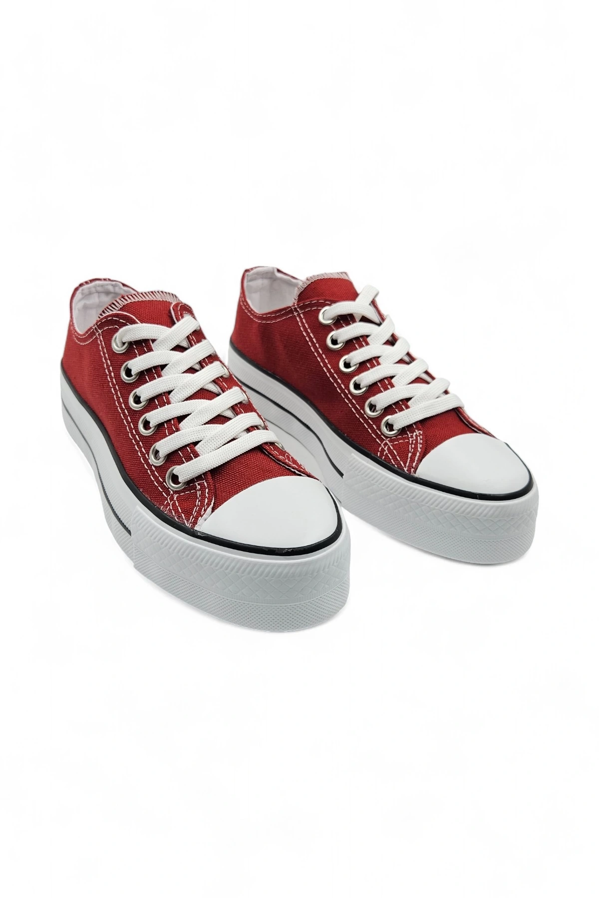 Skywalk Bordo Yüksek Taban Sneaker Kadın Spor Ayakkabı