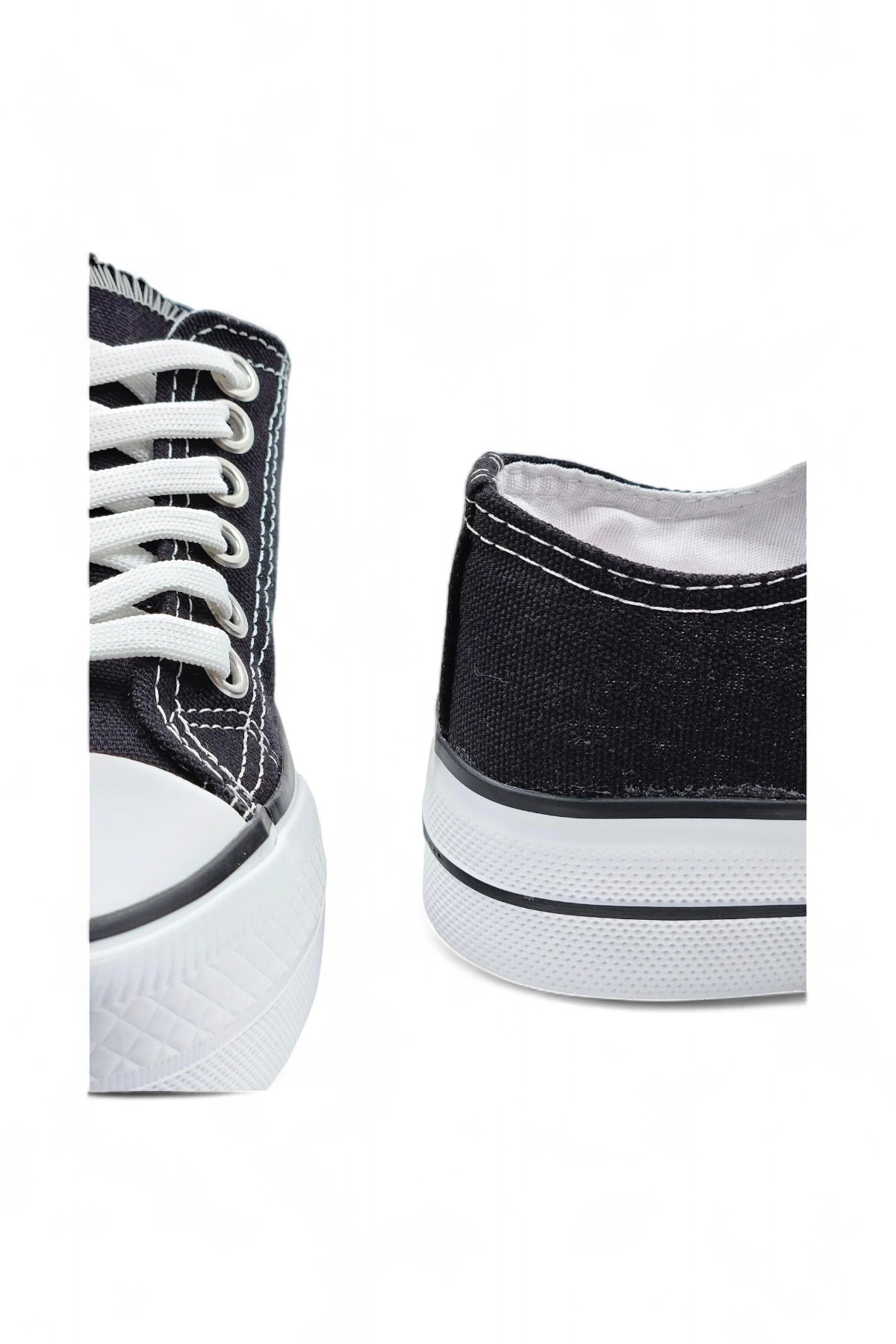 Skywalk Siyah Yüksek Taban Sneaker Kadın Spor Ayakkabı