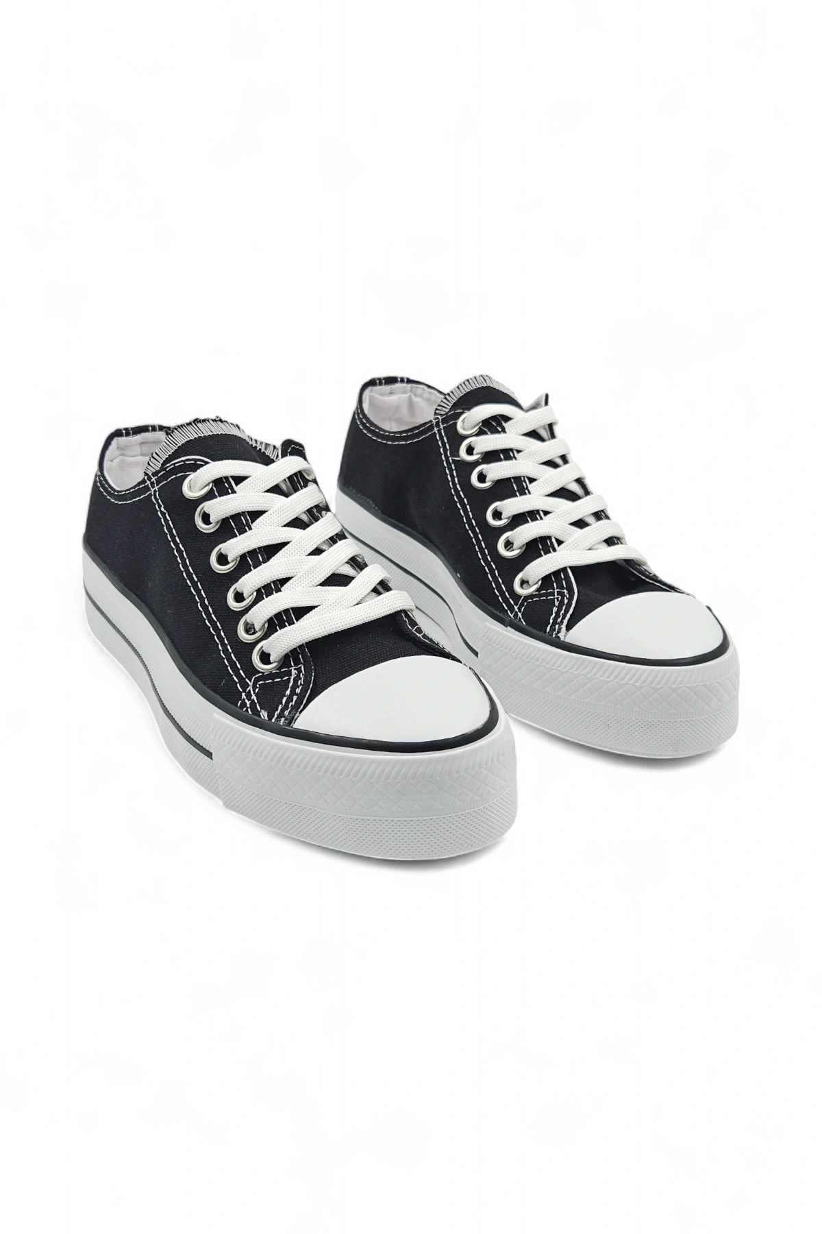 Skywalk Siyah Yüksek Taban Sneaker Kadın Spor Ayakkabı