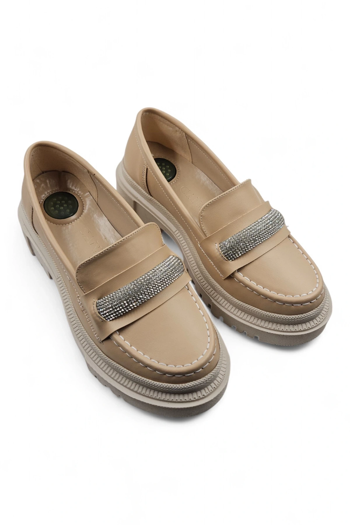 Softness Vizon Yüksek Tabanlı Taşlı Kadın Loafer Ayakkabı