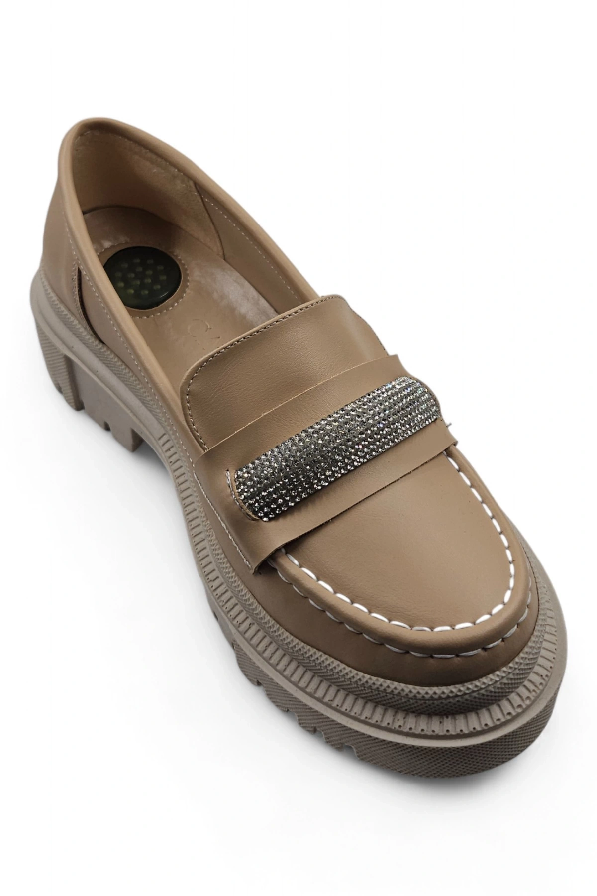 Softness Vizon Yüksek Tabanlı Taşlı Kadın Loafer Ayakkabı
