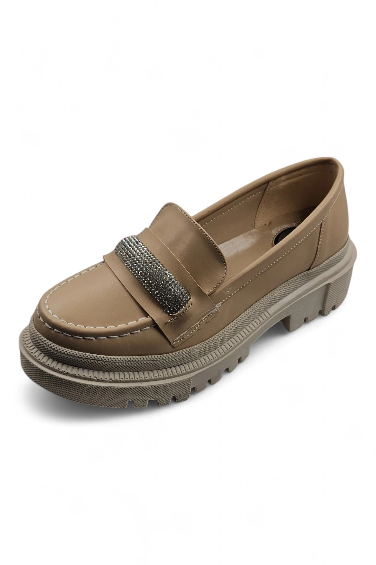 Softness Vizon Yüksek Tabanlı Taşlı Kadın Loafer Ayakkabı