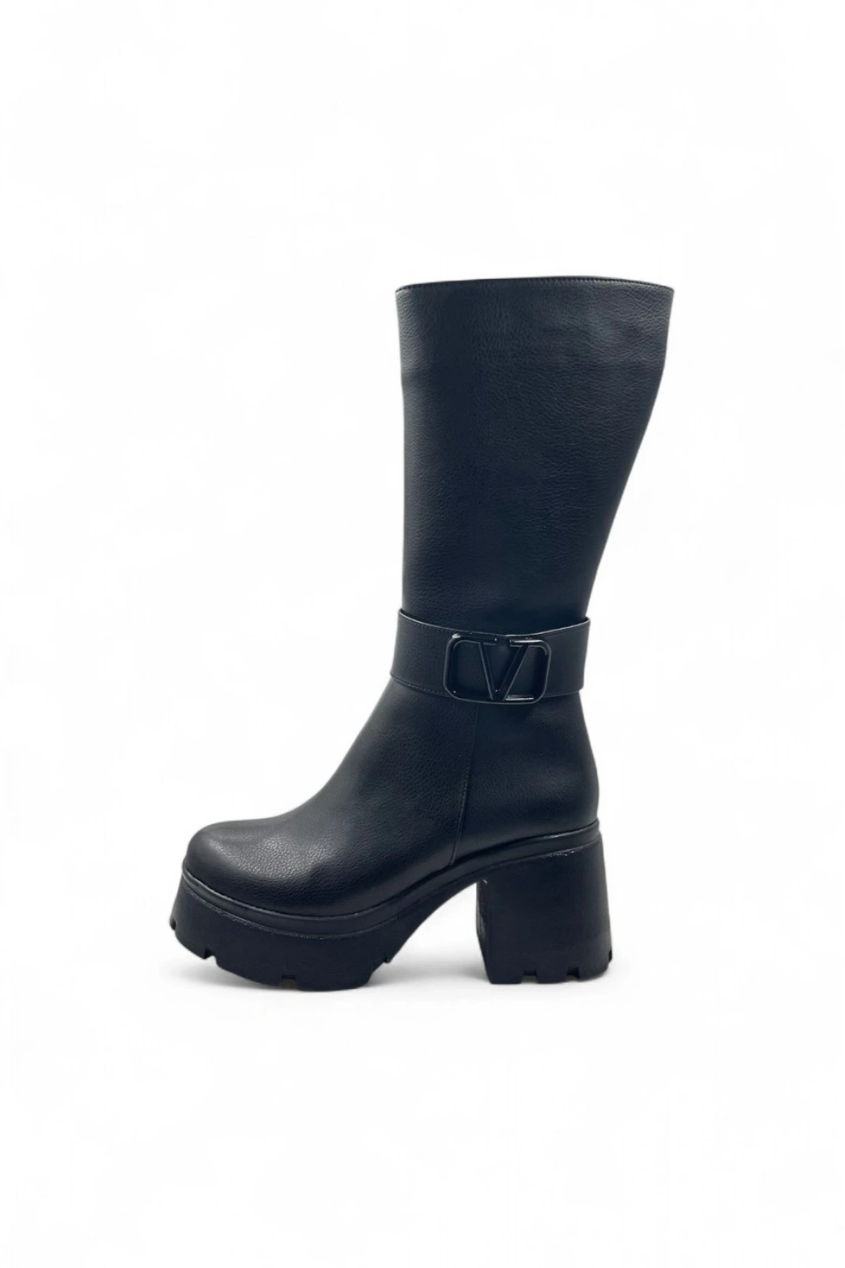 Sturdy Siyah Topuklu ve Fermuarlı Rahat Şık Çizme