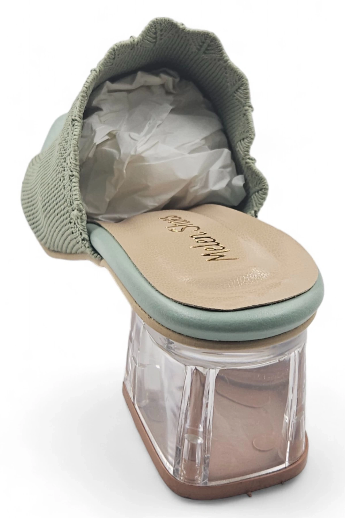 Violet Yeşil Triko Kadın Örme Detaylı Yüksek Topuklu Terlik