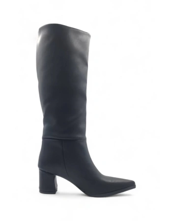 Elegia Siyah Suni Deri Rahat Kadın Topuklu Çizme