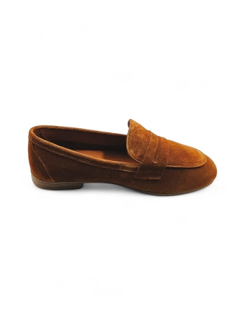 Lily Taba Hakiki Deri Süet Kadın Makosen Loafer Ayakkabı
