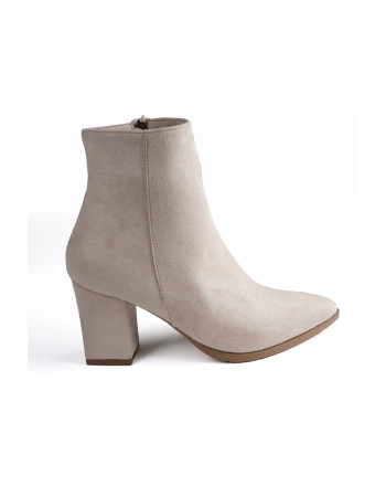 Posh Bej Süet Şık Ve Zarif Kadın Topuklu Bot