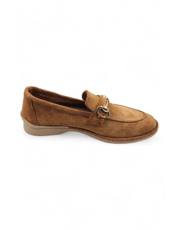 Scarpe Taba Hakiki Deri Süet Kadın Loafer Babet Ayakkabı