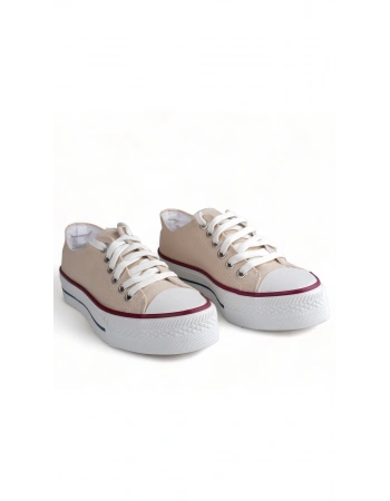 Skywalk Bej Yüksek Taban Sneaker Kadın Spor Ayakkabı