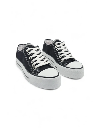 Skywalk Siyah Yüksek Taban Sneaker Kadın Spor Ayakkabı