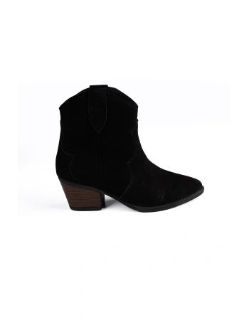 Svelte Siyah Hakiki Deri Kadın Topuklu Bot