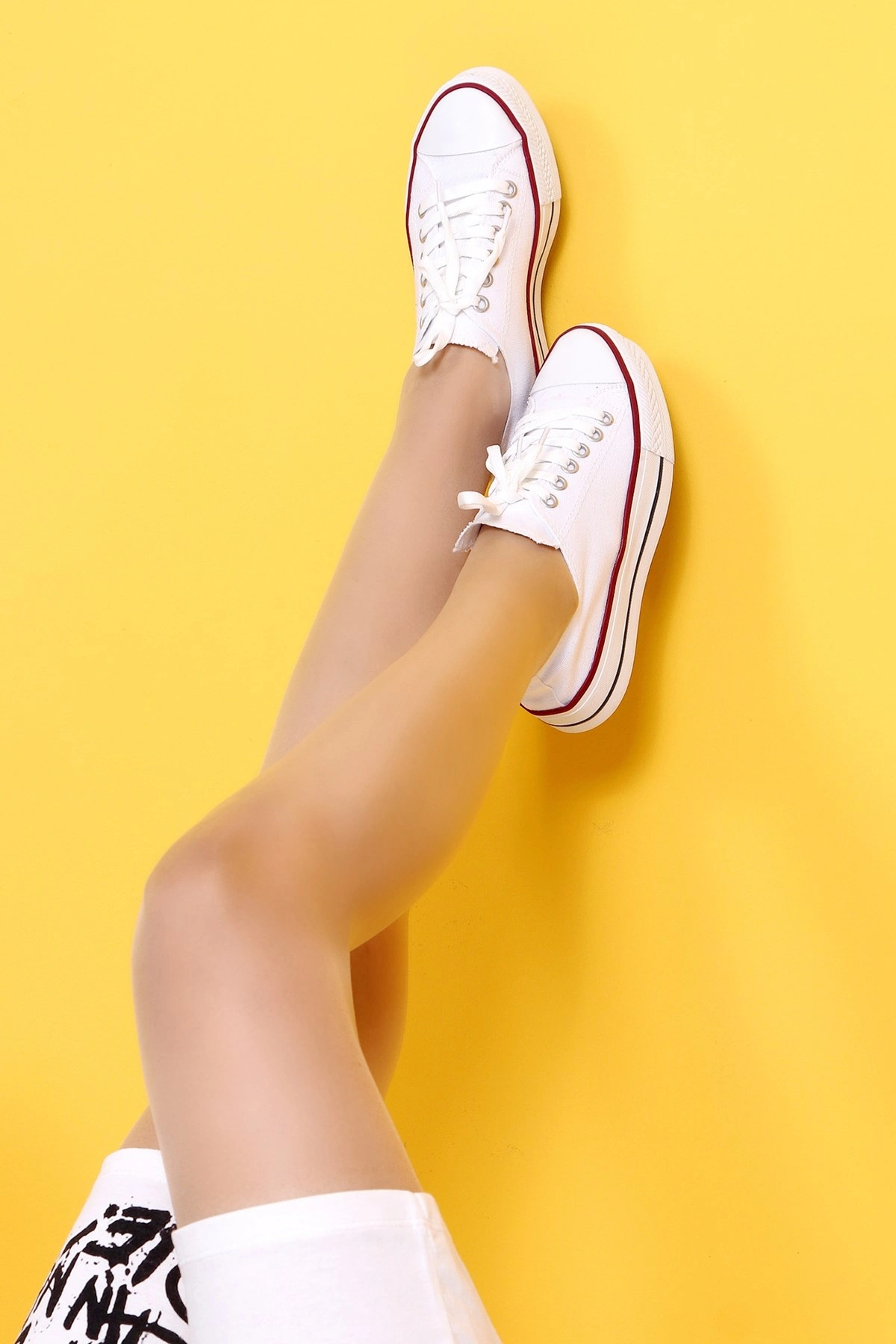 Skywalk Beyaz Yüksek Taban Sneaker Kadın Spor Ayakkabı