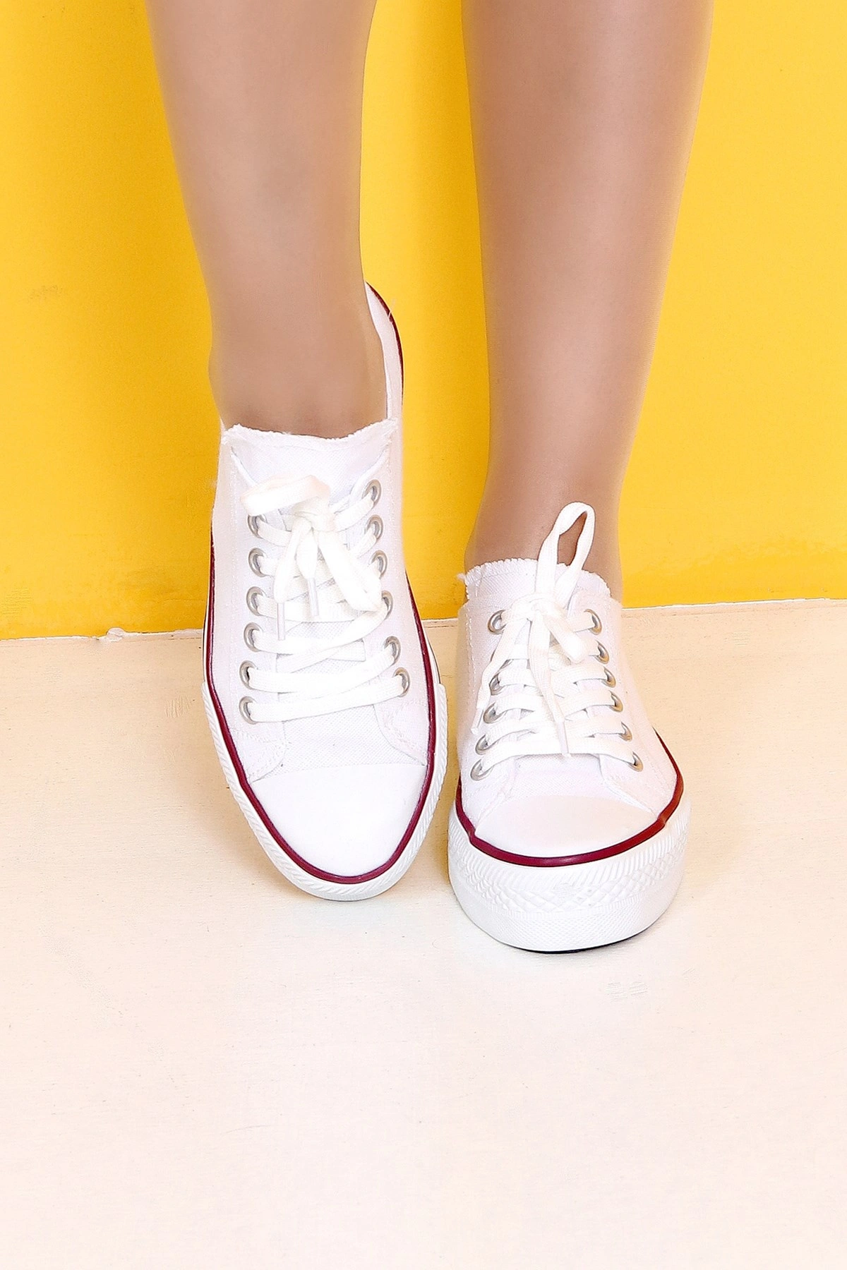 Skywalk Beyaz Yüksek Taban Sneaker Kadın Spor Ayakkabı